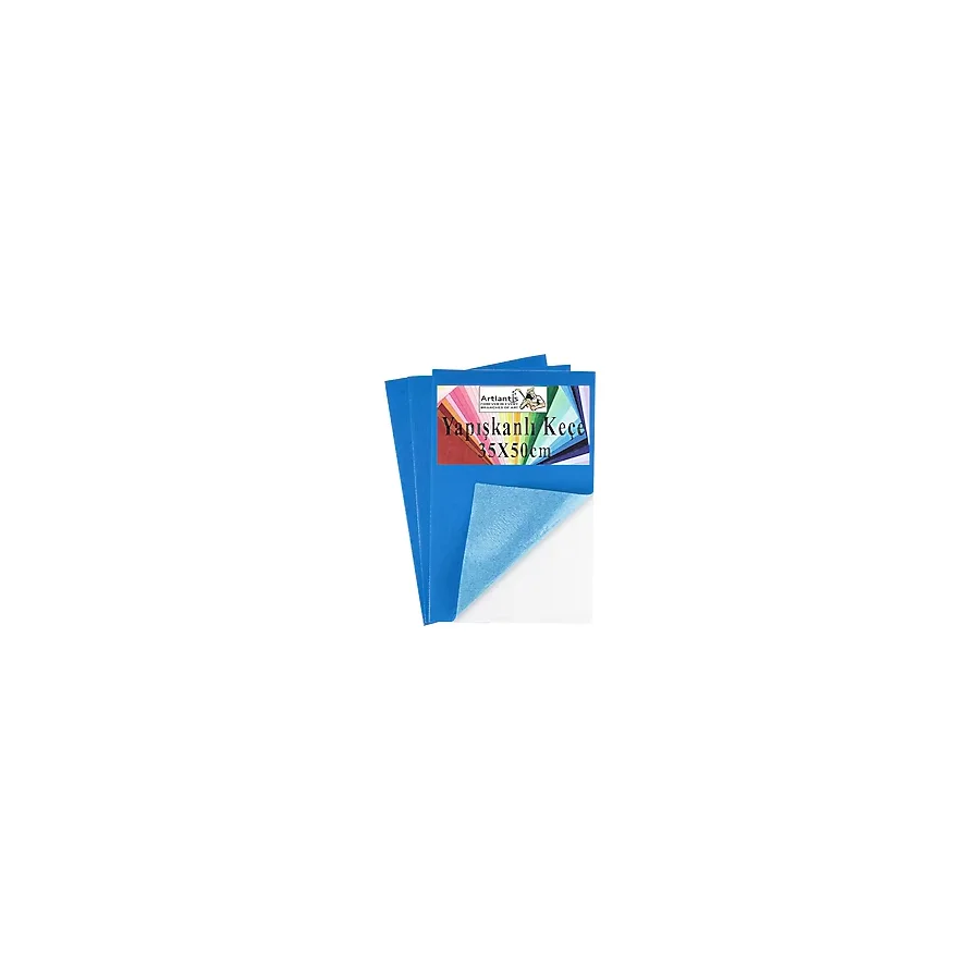 Mavi Yapışkanlı Keçe 35X50 Cm 3 Adet 2.0 Mm Kendinden Yapışkanlı Renkli Hobi Keçesi Elişi Keçe Kumaşı Anasınıfı