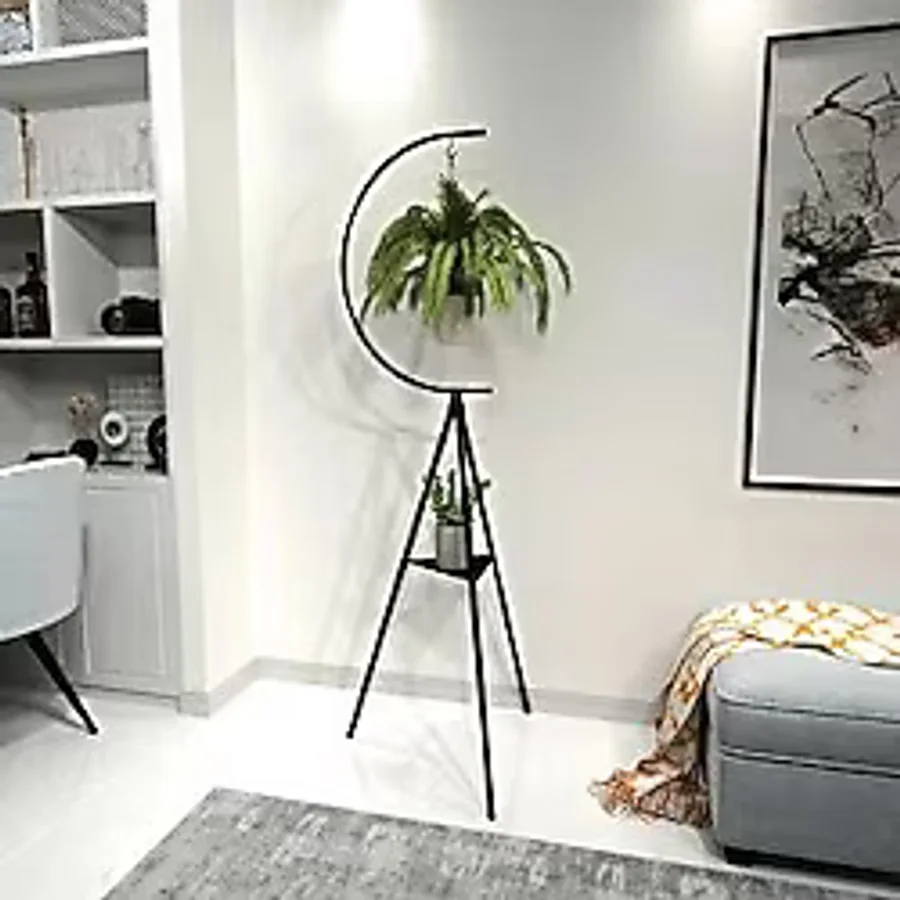Mavitrend Dekoratif Metal Çiçeklik Saksı Askısı Dekoratif Saksılık Siyah