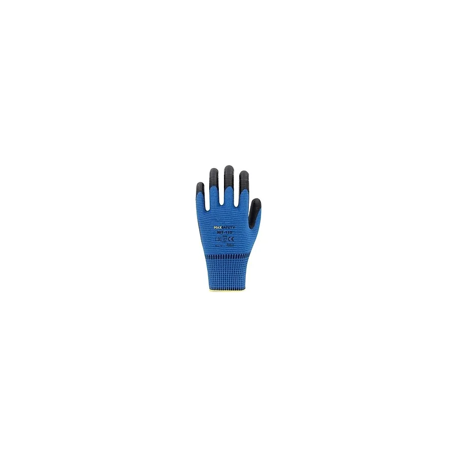 Max Safety Maxsafety Zebra Nitril Kaplı Iş Eldiveni Mavi-Siyah No: 9 Bahçe Eldiveni