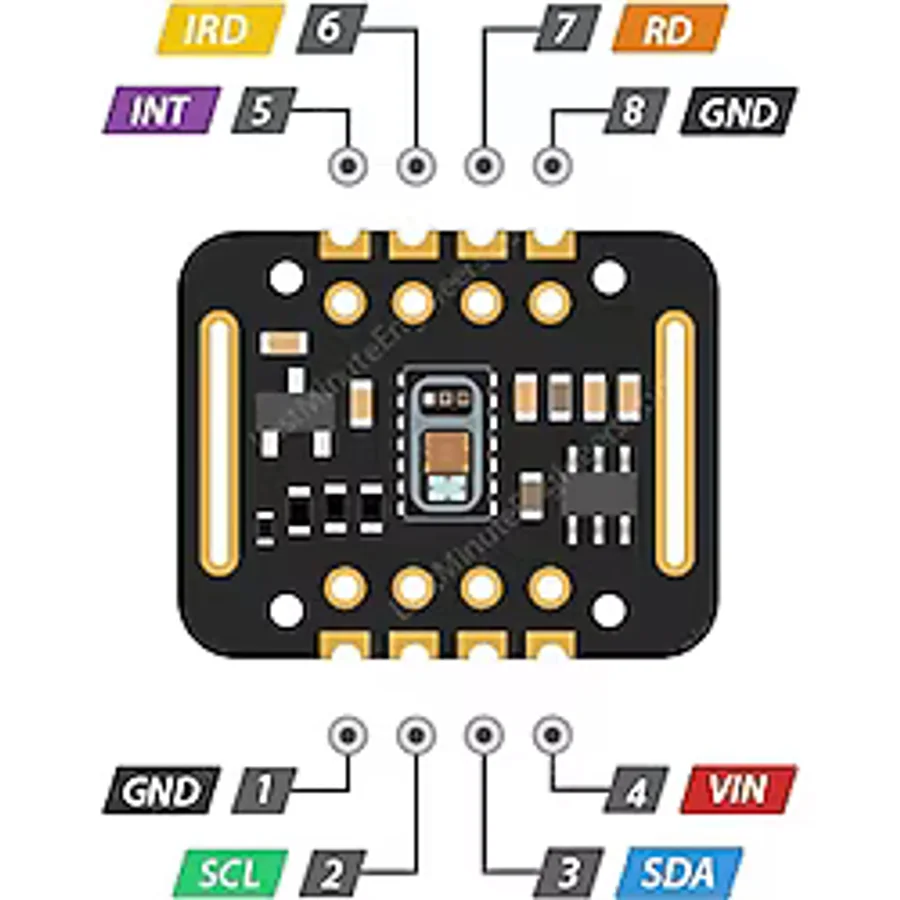 MAX30102 Nabız Kalp Atış Hızı Sensörü Biyosensör I2C Kandaki Oksijen Konsantrasyonu Ölçümü