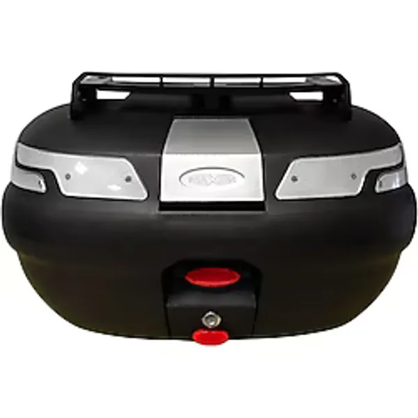 Maxem Motosiklet Arka Çanta SL 45 Litre Sırt Dayama ve Üst Bagaj Full Set Şeffaf Reflektör - Siyah - Standart