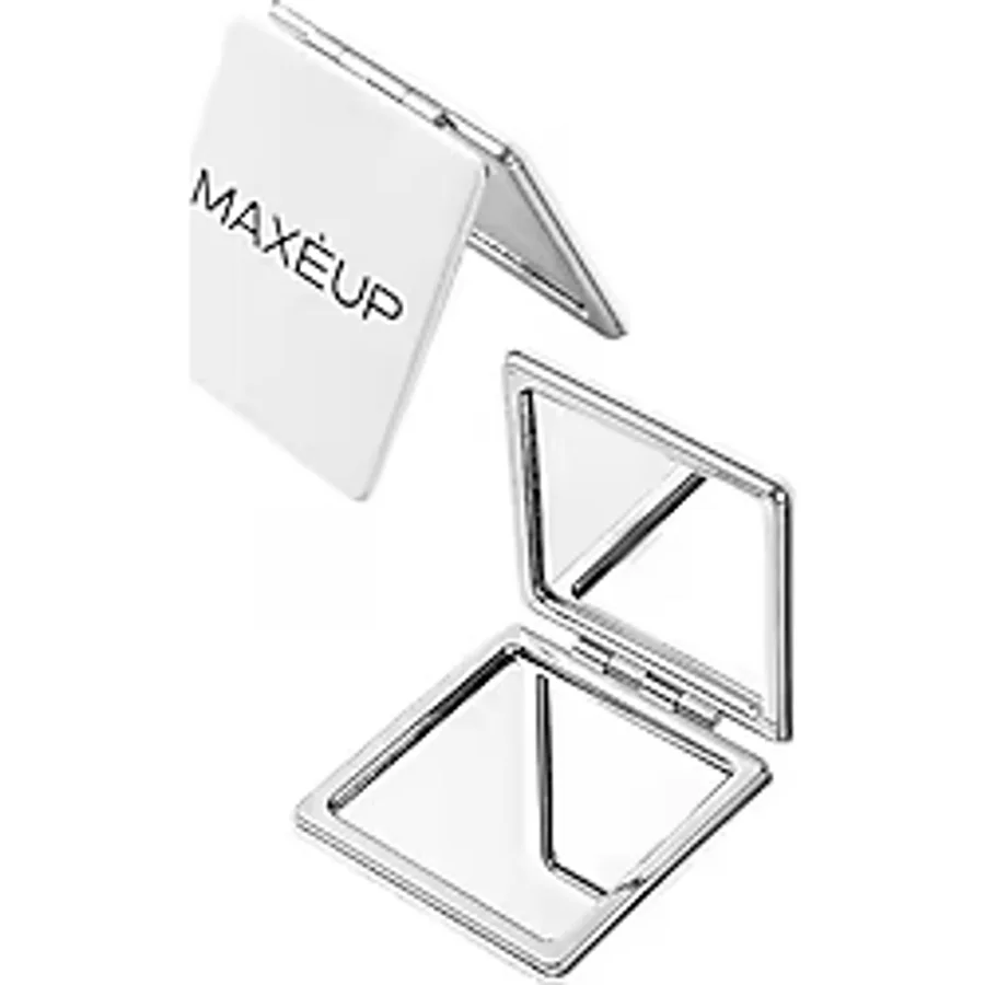 Maxeup Çift Taraflı Kapaklı Ayna Taşınabilir Cep Aynası Mini Makyaj Aynası Pocket Mirror Beyaz