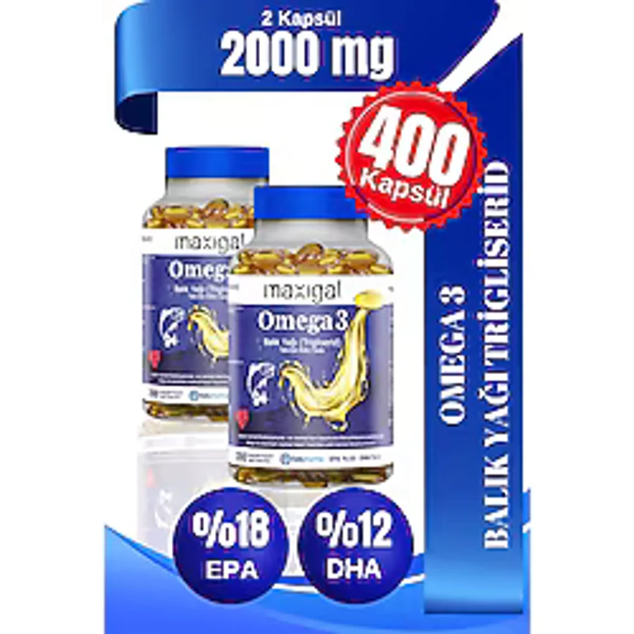 Maxigal Omega 3 Balık Yağı 200 Kapsül 2'li