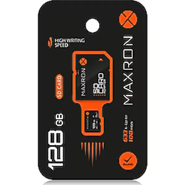 Maxron 128 GB Hafıza Kartı UHS-I Sınıf 10 Hızlı Okuma 100 Mb/s Adaptör Dahil
