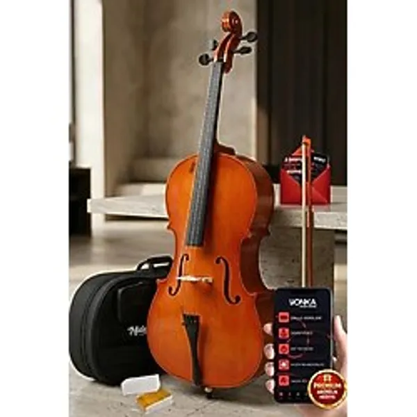 Maxword MCL-250-PAK Yüksek Kaliteli Masif Ağaç Çello Viyolonsel Full Set