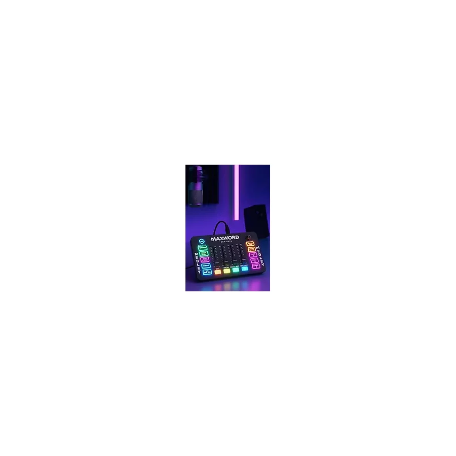 Maxword Medley Gaming Canlı Yayın Stüdyo Kayıt Rgb Ses Kartı Dj Mixer (Telefon PC Uyumlu)