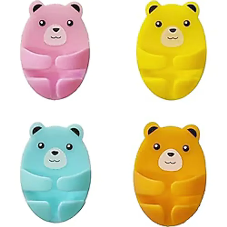May's Nest May's Nest Sevimli Hayvan Figürlü Fiş Tutucu Askı - 4'lü Yapışkanlı Duvar Askısı Seti (Delmeden Montaj, Renkli ve Dayanıklı)