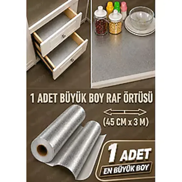 Mayaglory Raf Örtüsü Büyük Boy Metalize Raf Örtüsü Çok Amaçlı Çekmece Dolap Örtü Raf Örtü Mutfak Düzenleyici ( 1 ADET )