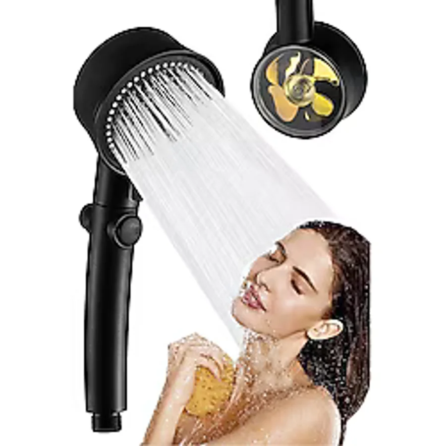 Mayaglory Turbo Fan 5 Fonksiyonlu Su Tasarruflu Dus Basligi Turbo El Dusu Siyah