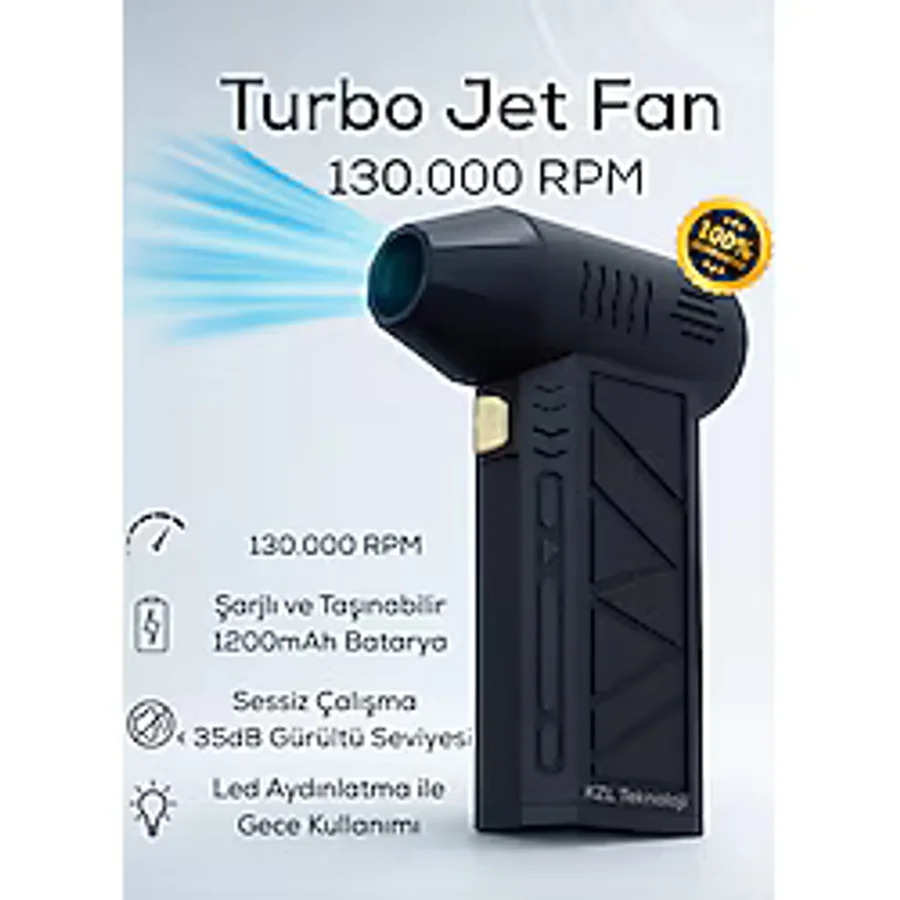 Maybax Şarjlı Araç Kurutucu Mini Turbo Jet Fanı Mangal Hava Körükleyici Devir Ayarlı Yaprak Üfleme Makinası