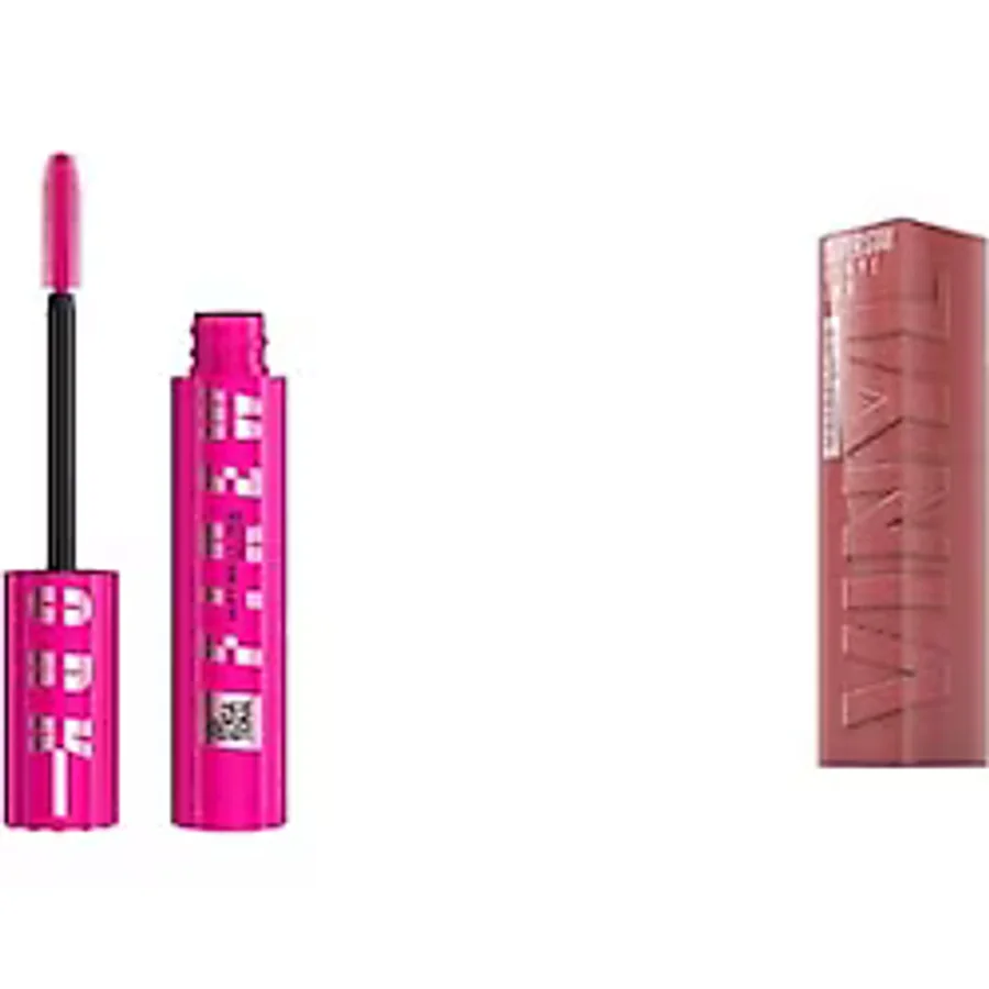 Maybelline New York Lash Sensational Firework Maskara & Super Stay Vinyl Ink Uzun Süre Kalıcı Likit Parlak Ruj 35 Cheeky Makyaj Seti