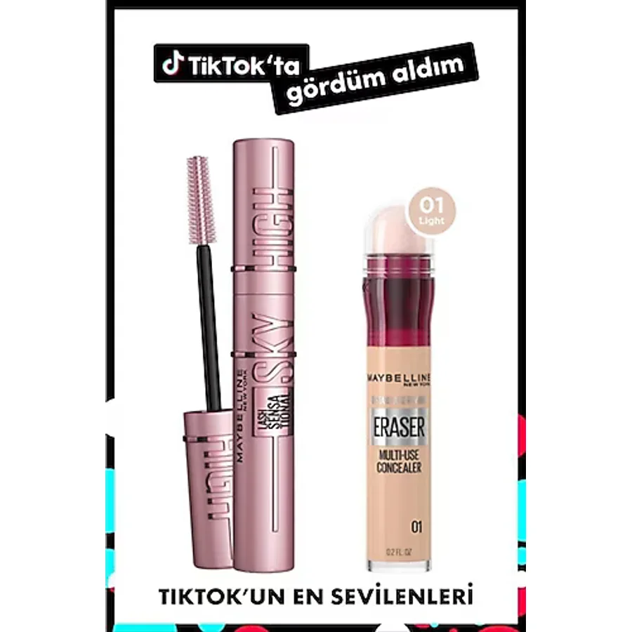 Maybelline New York Lash Sensational Sky High Maskara & Instant Anti Age Eraser Kapatıcı 01 Light