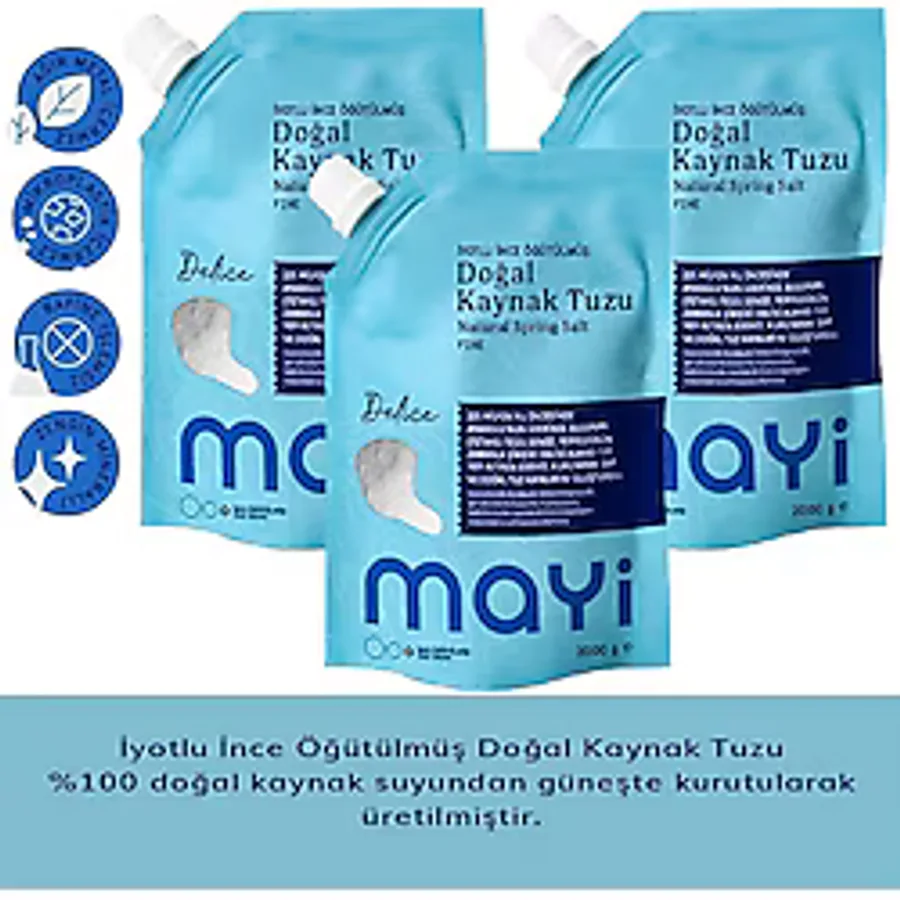 Mayi Tuz İyotlu İnce Kaynak Tuzu 2 kg 3'lü