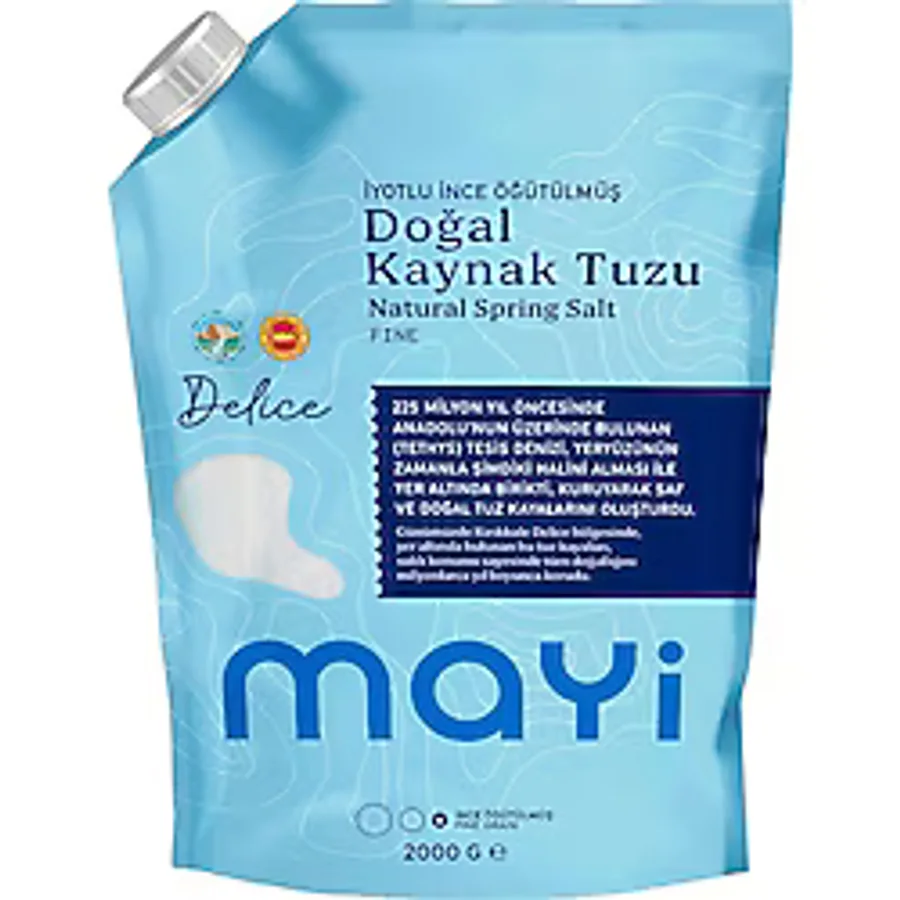 Mayi Tuz İyotlu İnce Öğütülmüş Doğal Kaynak Tuzu 2000 G E