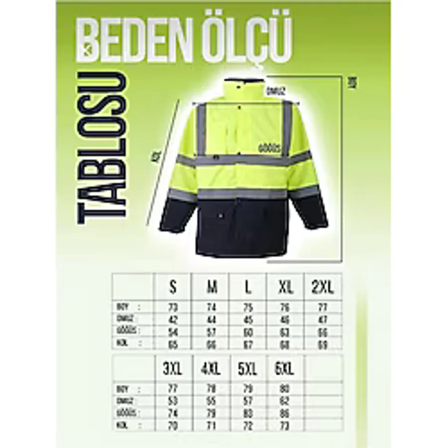 Maysafe Oxford Reflektörlü 5+1 Parka Mont Yüksek Görünürlüklü Mont İş Kabanı