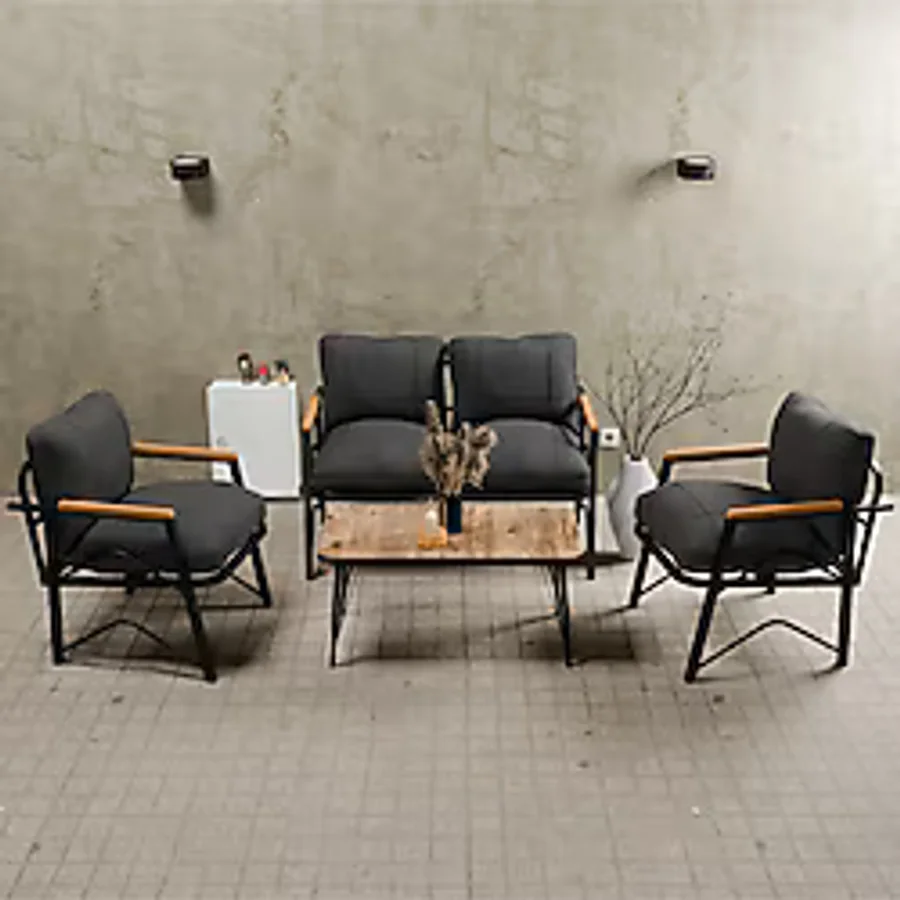 Mb Garden Furnıture Dream Model, Balkon, Bahçe, Cafe, Metal Koltuk Takımı, Bahçe Takımı , Çay Seti, 2 1 1 Sehpa Antrasit