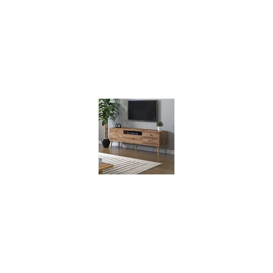 Mbes Mobilya Beyza Ahşap Ayaklı 140 Cm Atlantik Çam Tv Sehbası