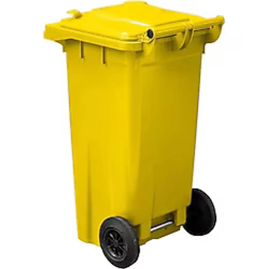 MCK Plus Mck Sarı Plastik Çöp Konteyneri 120 Litre Konteyner - A+ Isıya Karşı Dayanıklı Malzeme - Sarı