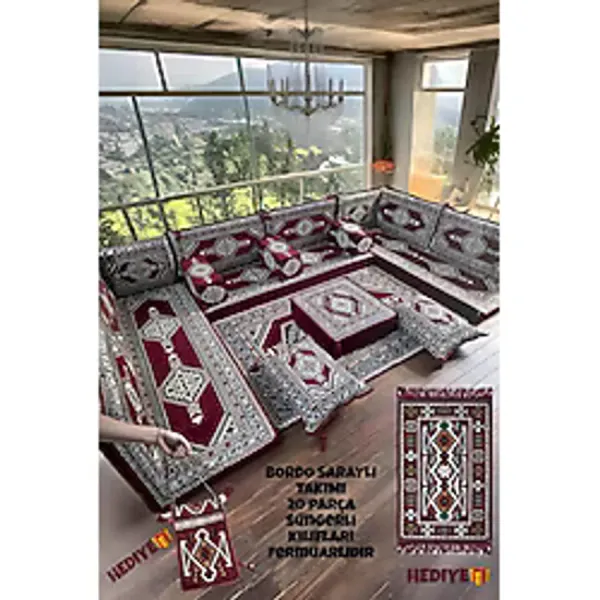 md home carpet Anadolu Şark Köşesi Takımı 10 Cm Kalınlık - Otantik Kilim Desenli, Şık Salon Balkon Takımı