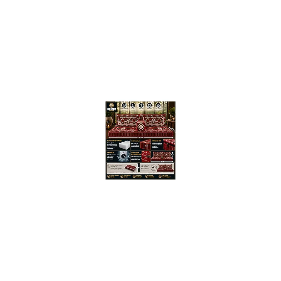 md home carpet Anadolu Şark Köşesi Takımı (70x190) AHŞAPSIZ!, Ev Mobilya, Şark Odası, Yer Minderi 4 Parça Süngerli