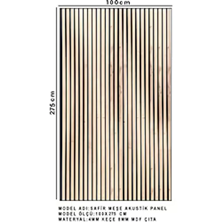 Mdf Ahşap Akustik Duvar Paneli - 100 x 275 cm - Safir Meşe