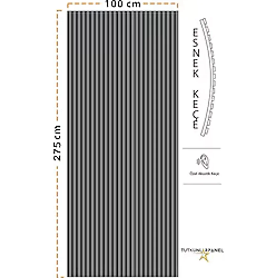 Mdf Ahşap Akustik Duvar Paneli 100 x 280 cm ( Antrasit )