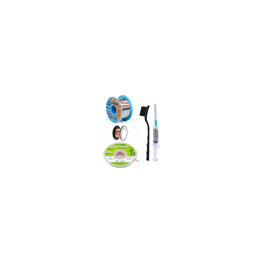 MECHANİC Soldering 63SN/37PB Lehim Teli 005MM 40Gr Ve Flux Lehim Toplama Ve CP 1515 Emme Teli 5in1 Set