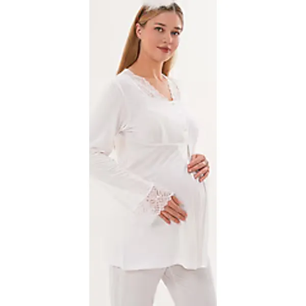 Mecit 5808 Ekru Lohusa Pijama Takımı