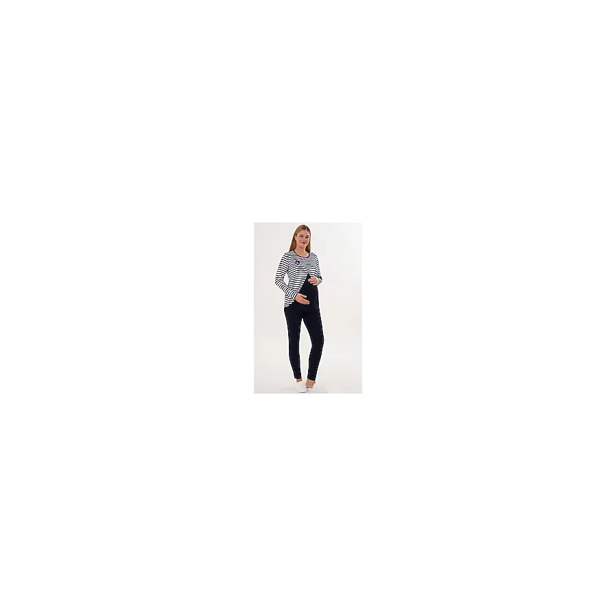 Mecit 6303 Likralı Spor Lacivert Hamile ve Lohusa Pijama Takımı