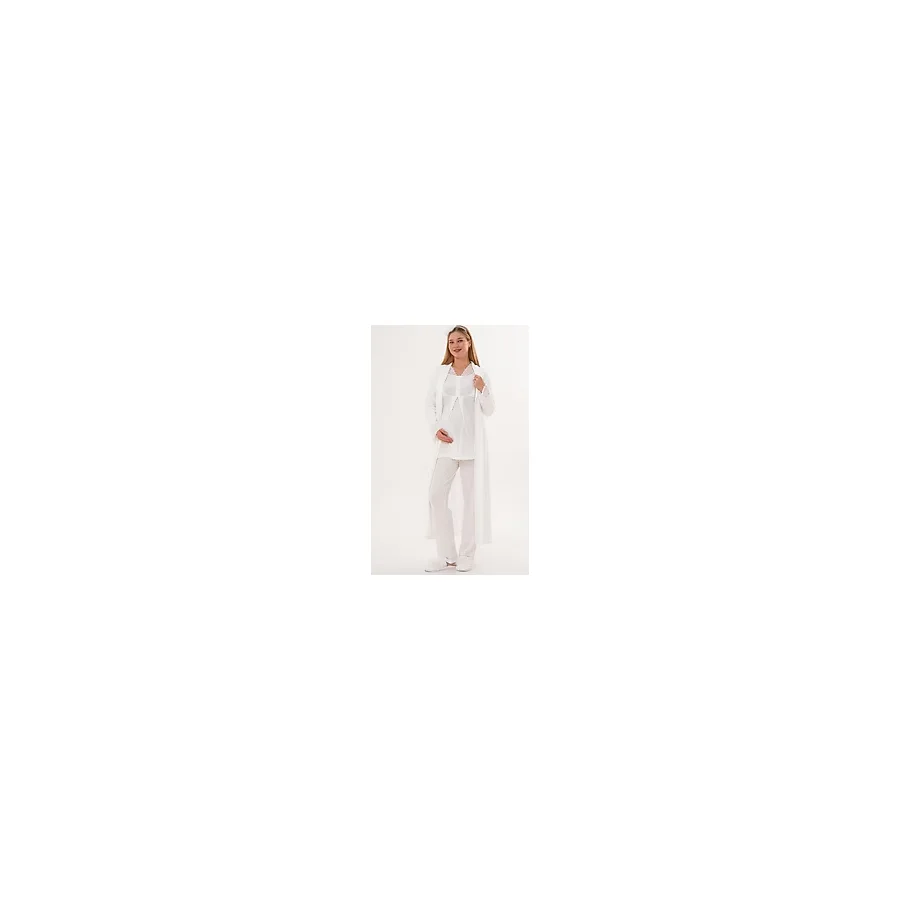 Mecit 6330 Sabahlıklı Ekru Lohusa Pijama Takımı