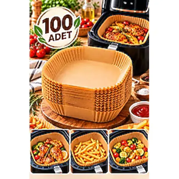 Mecra Life 100 Adet Airfryer Pişirme Kağıdı Yuvarlak - Hava Fritözü Uyumlu Yağ Geçirmez Tek Kullanımlık Pişirme Kağıdı