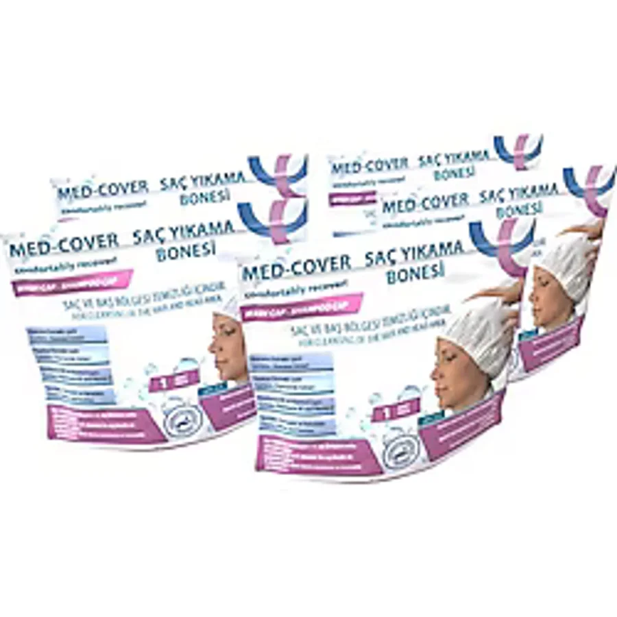 Med Cover Dorsh Medcover Saç Yıkama Bonesi 5 Adet - (Tie Dye) Pink - Blue - Orta Boy