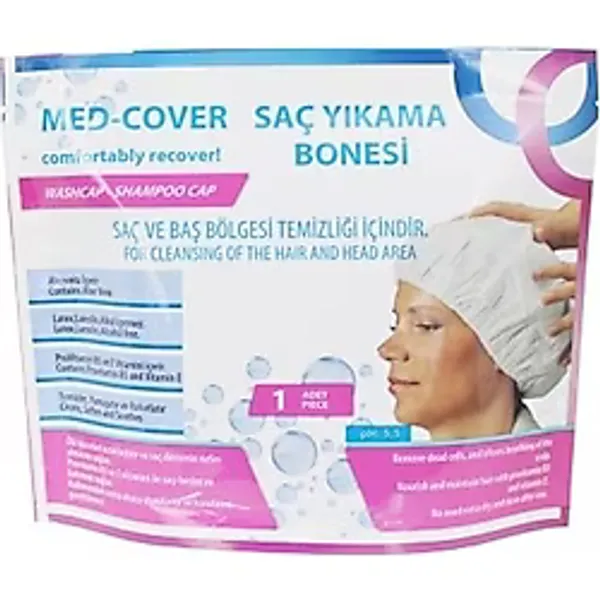 Med-Cover Medcover 1 Adet Saç Yıkama Bonesi Tek Kullanımlık Pratik Kullanım ile Hasta Bakımında Kolaylık