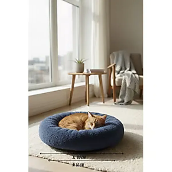 Med Online Peluş Kedi ve Köpek Yatağı Sıcak ve Yumuşacık Minder Evcil Hayvan