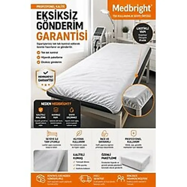 MEDBRIGHT 100 Adet 80x240 Lastikli Tek Kullanımlık Sedye Örtüsü