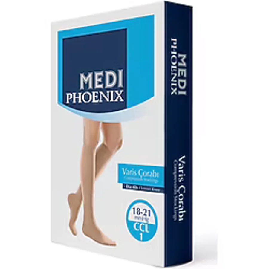 Medi Phoenix Varis Çorabı 18-21MMHG Dizaltı Ccl:1 Hafif Basınç Parmak Açık Bej