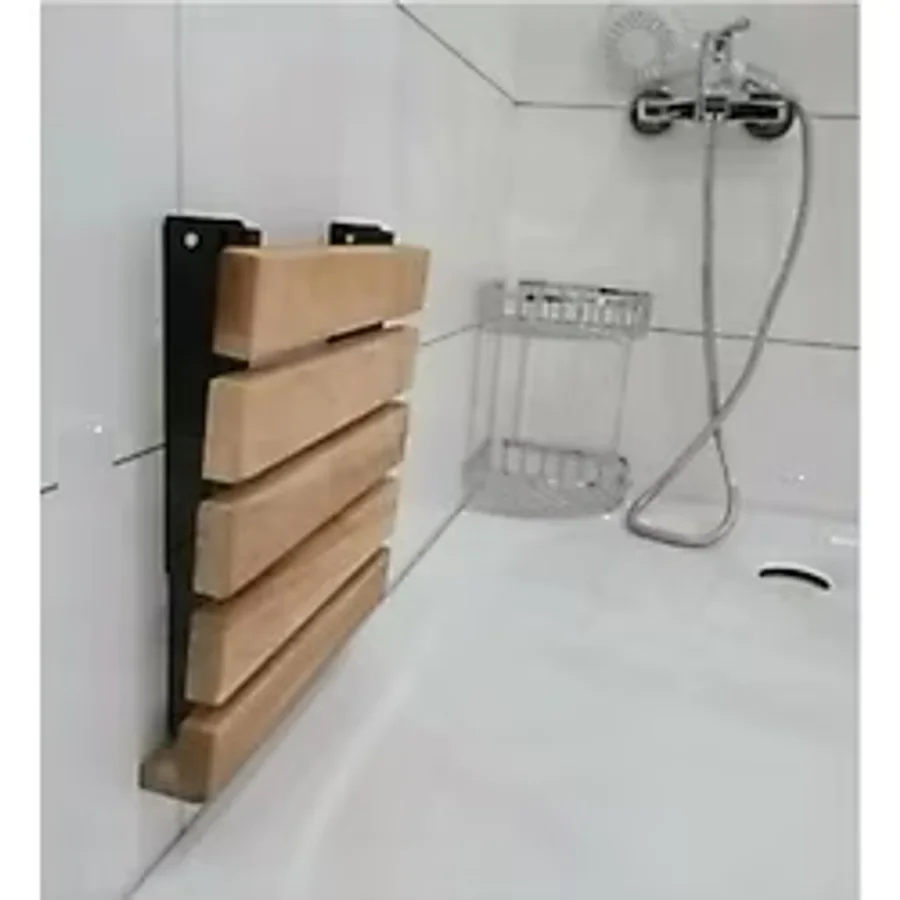 medikaltec Katlanır Duş Taburesi - Doğal Ahşap Katlanır Banyo Oturağı