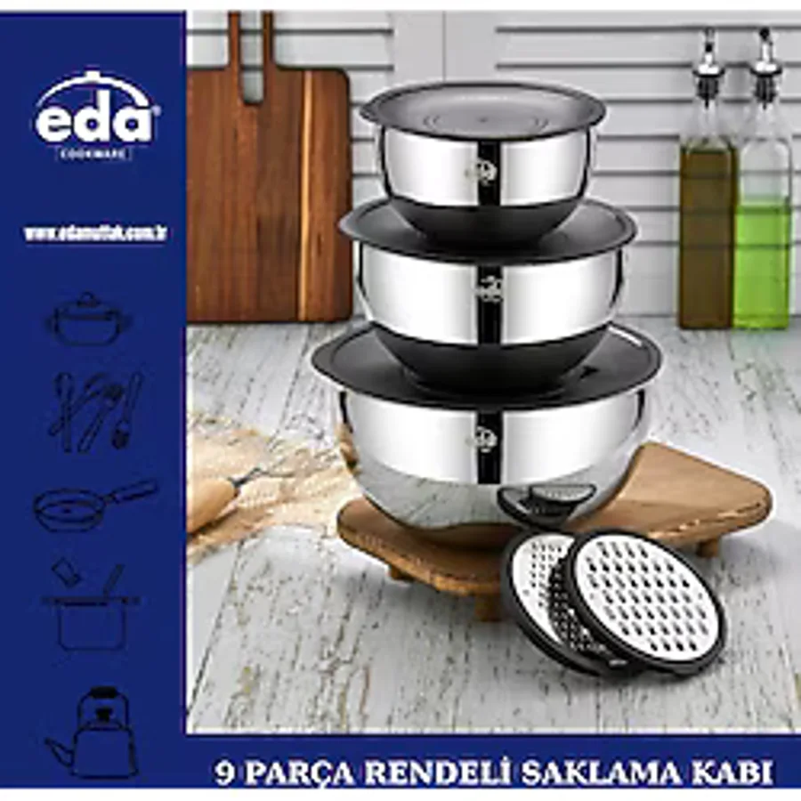 Mediterian 9 Parça Rendeli Saklama Çırpma Kabı - 100 ml - Şeffaf
