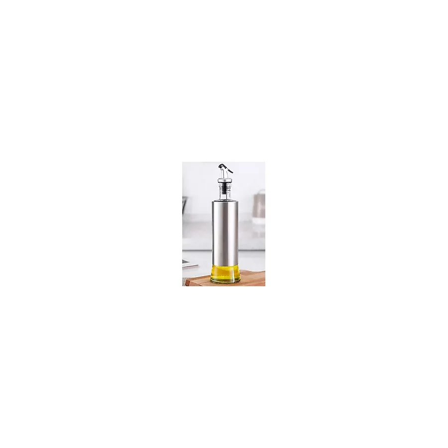 Mediterian Gri metal gövdeli, 300 ml sızdırmaz yağdanlık, modern tasarım, 2'li set - Ahşap - 1 lt