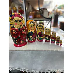 Mediterian Rus Matruşka Büyük Boy Orjinal Moskova Matrushka - Ahşap Desenli