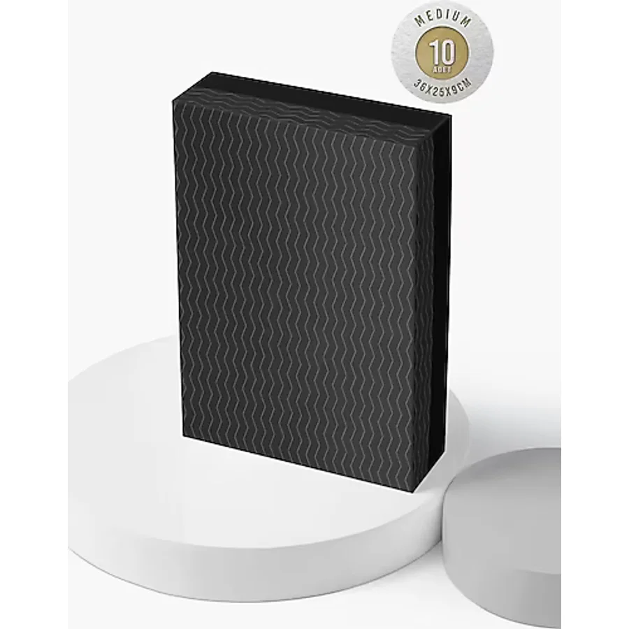 Medium 10'lu 2,6 Desi 36x25x9cm Klasik Seri Hediye Kutusu - Siyah