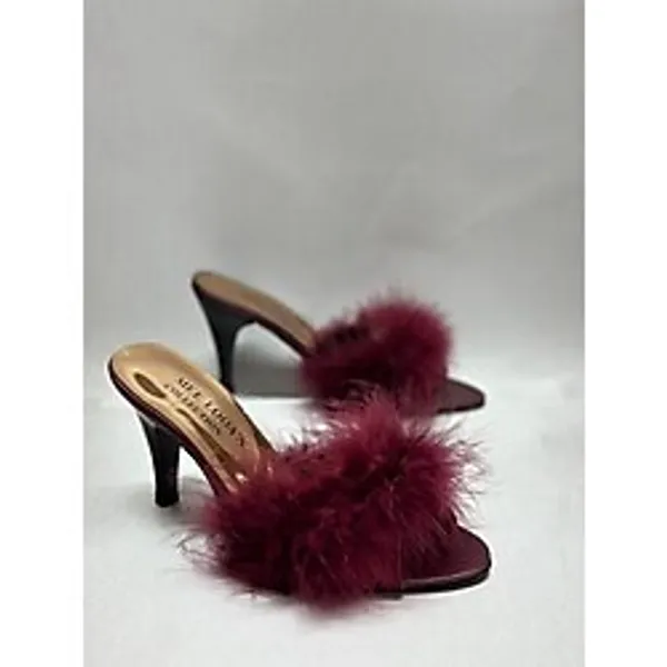 mee looa'n collection Tüylü Gelin Çeyiz Terliği - 38 - Bordo