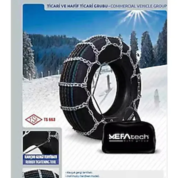 Mefatech 225/70R15 C Grup 200 Merdiven Tipi Mahmuzlu Serme Hafif Ticari Kar Zinciri (Paket İçeriği 2 Adettir)