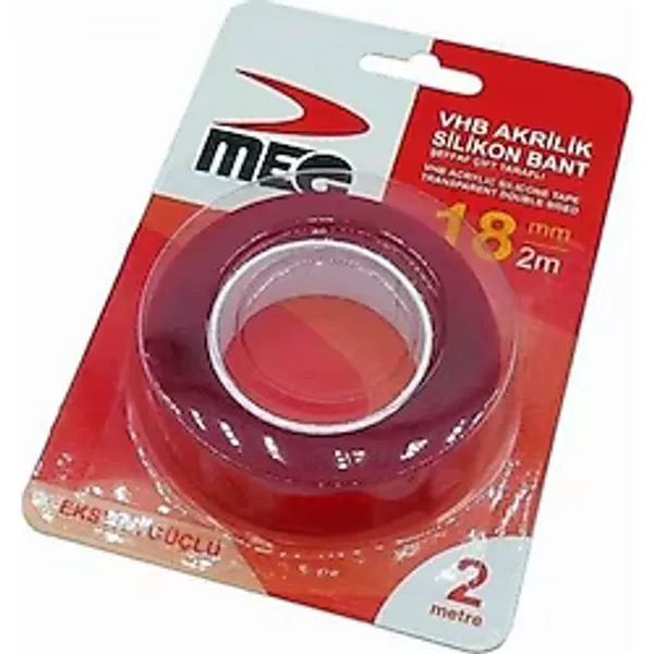 Meg Çift Taraflı Akrilik Silikonize Bant 18 mm x 2 metre