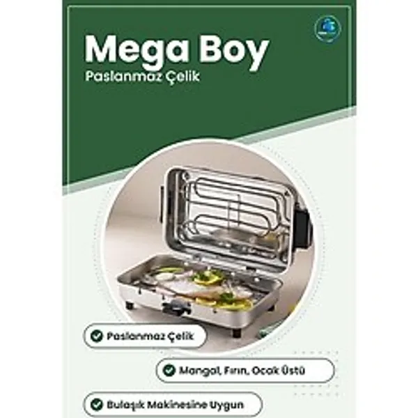 Mega Boy Izgara Teli Paslanmaz Çelik Mangal Aksesuarları Balık Sebze Et Kapaklı Pişirme Bahçe - Çok Renkli
