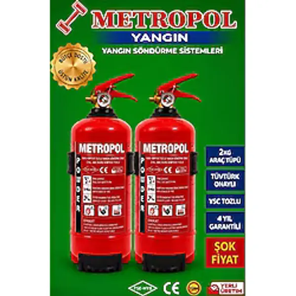 Mega Metropol 2 Kg Iki Adet Abc Kuru Tozu Yangın Söndürme Tüpü. Yangın Söndürme Cihazı. Yangın Söndürücü. Yangın Söndürme Cihazları. Yangın Söndürme Malzemeleri. Yangın Tüpleri