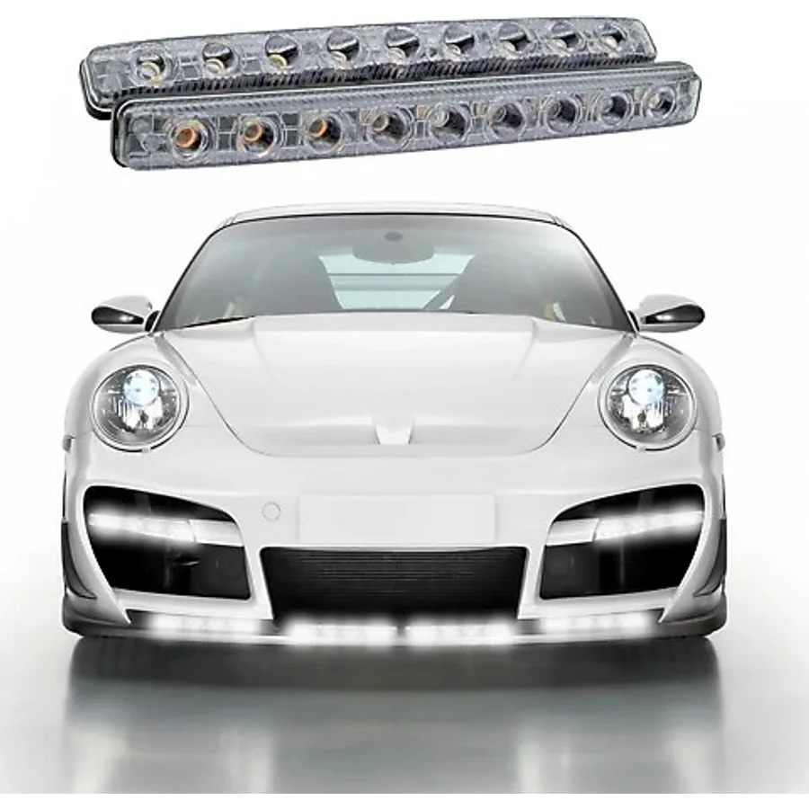 Mega Oto Market 12V 9 Ledli 36W Beyaz Gündüz Ledi - Sarı Sinyalli Ip4 Metal Kasa