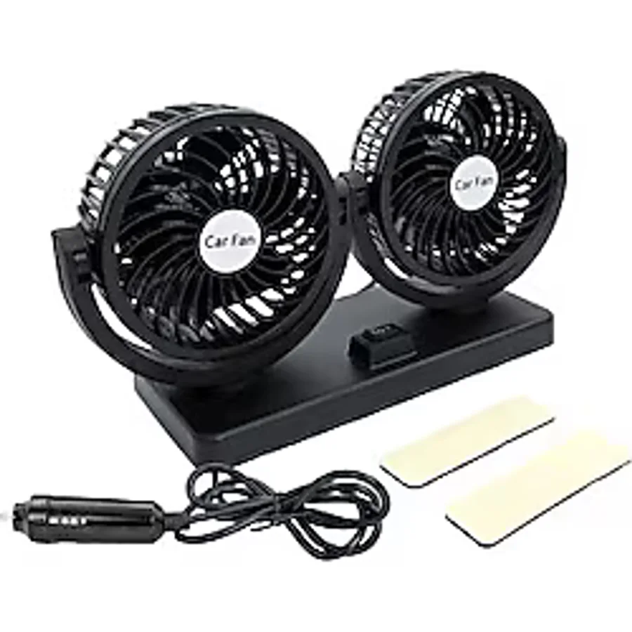 Mega Oto Market Araç İçi Torpido Üstü 2'li Vantilatör Oto Pervane 5 " 12V Çakmaklık Girişli