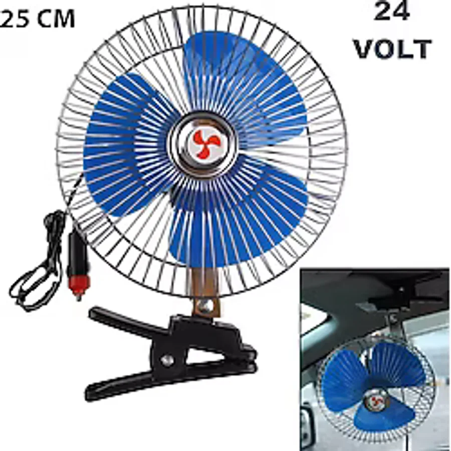 Mega Oto Market Araç Içi Vantilatör Oto Pervane 10" 24 Volt Uyumlu Mandallı Çakmaklık Girişli