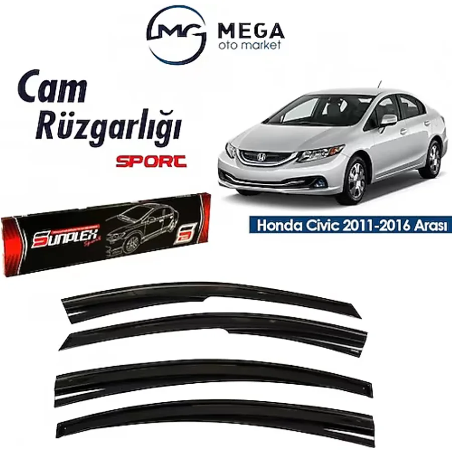 Mega Oto Market Honda Civic 2011-2016 Arasi Mugen Tip Cam Ruzgarlik Sunplex
